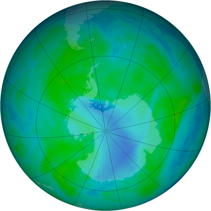Antarctic ozone map for 07 January 2000
